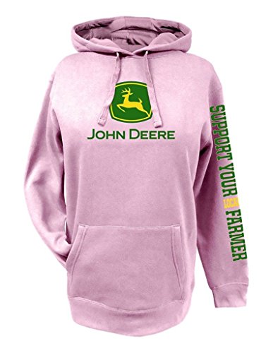 John Deere Womens Pink Support Local Farmer Hoodie-Large