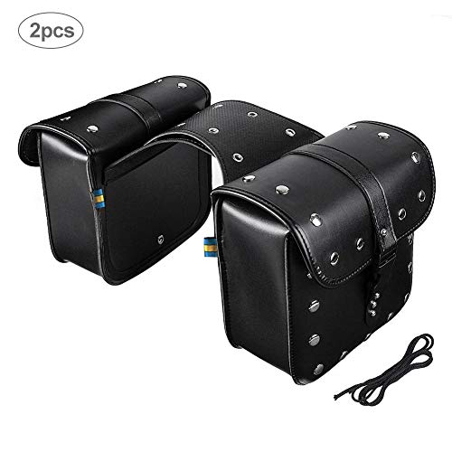 Fancystar 1 Pair Motorcycle Saddle Bags Pannier Bag Waterproof PU Leather Side Bag for Harley Sportster Softail Honda Suzuki Yamaha Cruiser