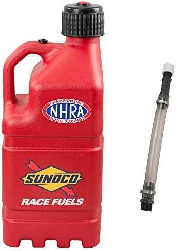 NHRA 5 Gallon Racing Utility Jug with Deluxe Filler Hose Kit - Red - Made in The USA