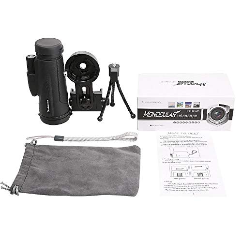 Sunba Youth 12X50 High Power Prism Monocular Telescope, Waterproof Fogproof Shockproof Scope -BAK4 FMC Prism with Smartphone Adapter and Tripod for Bird Watching Hunting Camping Traveling Scenery