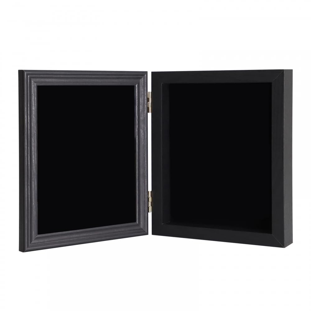 Medals Display Case, 2-in-1 Badge Display Box Wooden Collectible Display Photo Frame for Military Medals Jewelry Badges Brooches Competition Medals