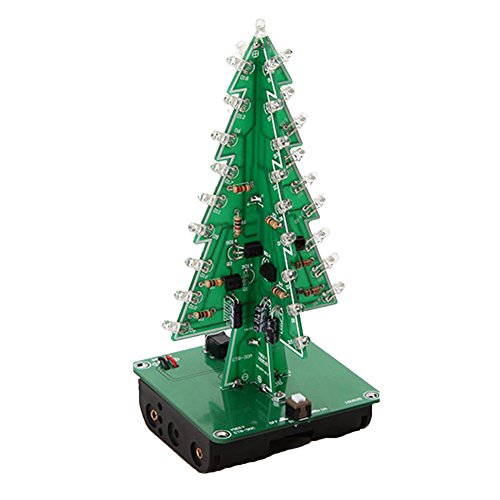 Icstation DIY 3D Christmas Tree Kit with 7 Color Flashing LED for Electronics solder Practice
