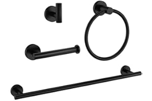 LSWYYP 4-Pieces Bathroom Hardware Accessories Set,Stainless Steel Bath Towel Bar Set,Toilet Paper Holder,Towel Ring,Robe Towe