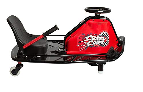 Razor Crazy Cart - 24V Electric Drifting Go Kart - Variable Speed, Up to 12 mph, Drift Bar for Controlled Drifts, Black/Red