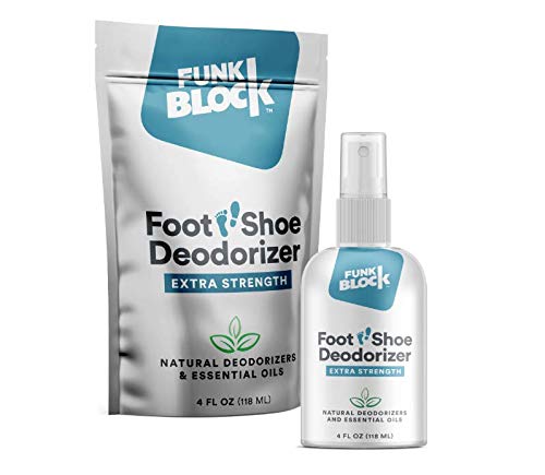 FunkBlock Shoe Deodorizer & Foot Spray - Powerful Shoe Odor Eliminator Safe or All Shoes and Feet - Shoe Odor Eliminator Spray with Strong, Natural, Funk-Fighting Ingredients