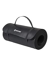 Incline Fit Exercise Mat Ananda 1" Extra Thick Exercise Mat with Strap - Non Slip Workout Mat for Yoga, Pilates, Stretching, Meditation, Floor & Fitness Exercises