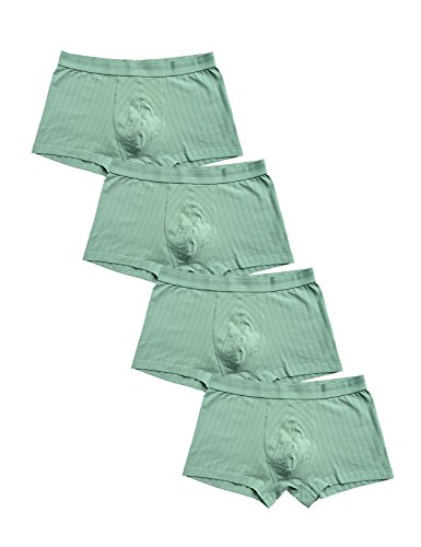 David Archy 4 Pack Mens Drop Needle Pattern Trunks(XL, Cotton-Gray Green)