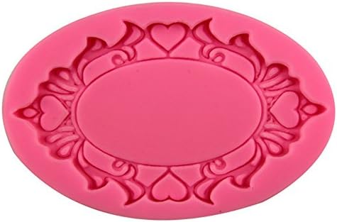 BakeArt Victorian Oval Heart Frame Plaque Candy Silicone Mold Fondant Cake Decoration, Mat Used for Sugarcraft, Gumpaste, Candy, Cookie &amp; Sugar Paste