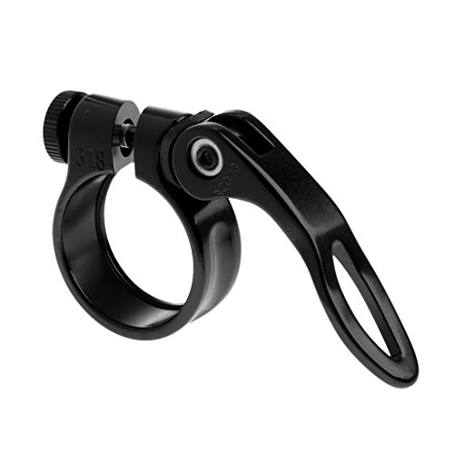 Dolity 31.8mm Diameter Bicycle Seat Clamp Seatpost Clip Tube Lock - Aluminum Alloy Road MTB Cycling Bike Bicycle Quick Release Seatpost Clamp - Black - Thumbnail 4