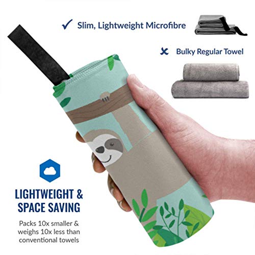 JOCHUAN-Cute-Sloth-In-Jungle-With-Quote-2-Pack-Microfiber-Bath-Towels-Beach-Beach-Towel-Large-Set-Fast-Drying-Best-For-Gym-Travel-Backpacking-Yoga-Fitnes