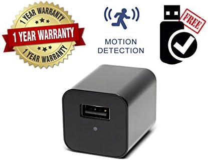 1080p Hidden Camera USB Wall Adapter Charger [Newest Model] Spy Nanny Video Cam Pet Video Cam with Motion or Looping Home Security Camera Support Up To 32GB SD Memory Card (Not included)