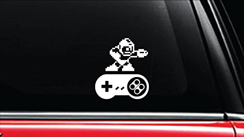 Mega Man Game Vinyl Die-Cut Decal Sticker for Car, Truck, Notebook, Laptop, Computer or Window (4" tall, White)