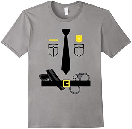 Mens Police Uniform Costume Halloween T-Shirt - Kids to Adult Small Slate