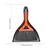 Small Dustpan and Brush Set For Table, Count Small Area Use, Small Hand Brush Snap on Dust pan with Rubber Grip,Grey/Orange