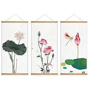 Hanging Poster with Wood Frames Beautiful Green Plants Home Wall Canvas Prints Ready to Hang - 18"x36"x3 Panels