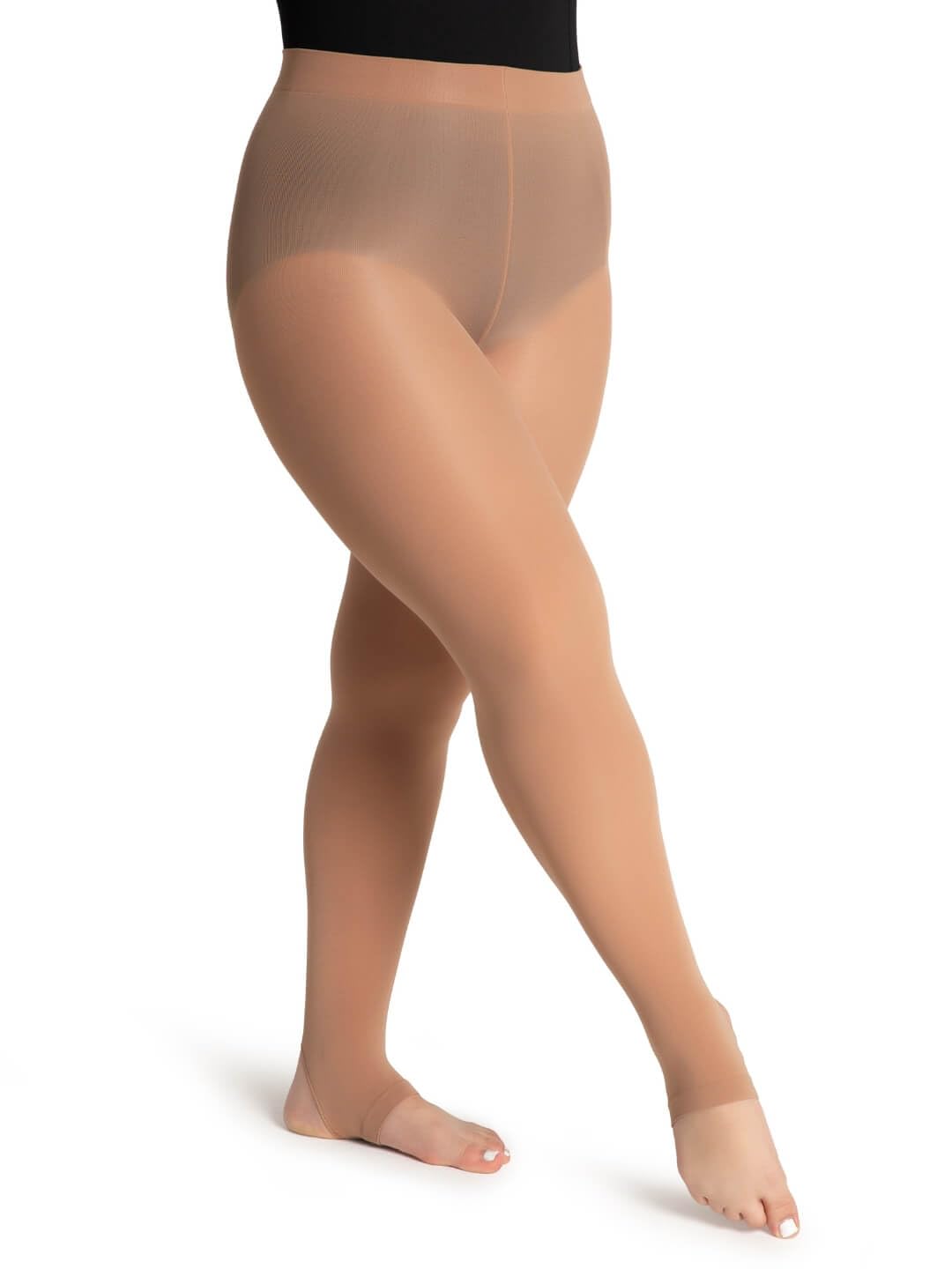 Photo 1 of Capezio Womens Ultra Soft Self Knit Waistband Stirrup Tight, Light Suntan, 1X-2X US