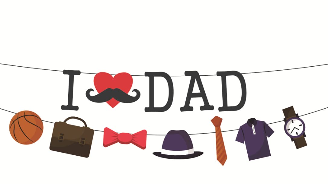 eBoutik - Father’s Party Decoration - Happy Father Birthday Bunting for Photo Backdrop Prop - Perfect for Indoors & Outdoors Celebrations for Daddy - I Love Dad Garland