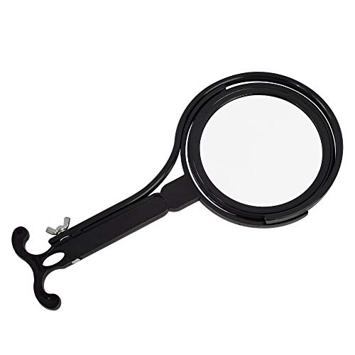 Round Portable Lightweight 5x/1x Magnifying Neck Mirror Piano Black 6