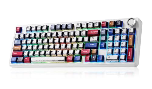 AULA F99 PRO Mechanical Gaming Keyboard,Wireless Creamy Keyboard Ergonomic Hot Swappable Custom with 8000mAh Battery,RGB Backlit 2.4GHz/Type-C/BT5.0 Bluetooth Keyboard for PC/Mac/Office - Comic Color