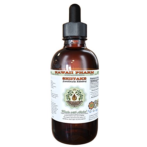 Shiitake Alcohol-FREE Liquid Extract, Organic Shiitake (Lentinula Edodes) Dried Mushroom Glycerite Natural Herbal Supplement, Hawaii Pharm, USA 2 oz