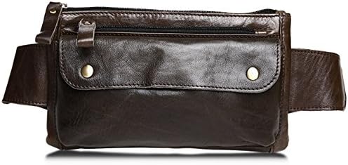 Men's Crazy Horse Leather Waist Bag Wallet Bag Cellphone Bag Stuff Bag Card Holder Cash Pocket (Deep Coffee)