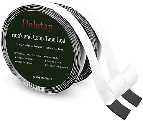 HolotapSticky Back Hook and Loop Tape Roll 1 Inch x 32 Feet Self Adhesive Fastener Strips Mounting Tape (Black, 1 Inch)