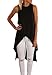 Relipop Women Chiffon Sleeveless Casual Fashion Asymmetric Blouse Shirts Top (Large, Black)