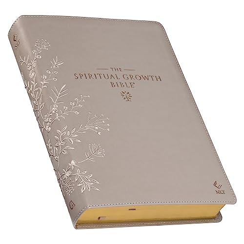 The Spiritual Growth Bible, Study Bible, NLT - New Living Translation Holy Bible, Faux Leather, Taupe Embroidered Floral (NLT Spiritual Growth Editions)