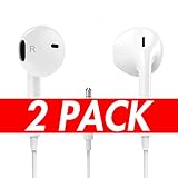 Premium Earphones/Earbuds/Headphones 2-Pack with Stereo Mic&Remote Control Generic Compatible for iPhone 6s 6 5s 5 iPad 7 8 X iPod Samsung Galaxy and More Android Smartphones[White]