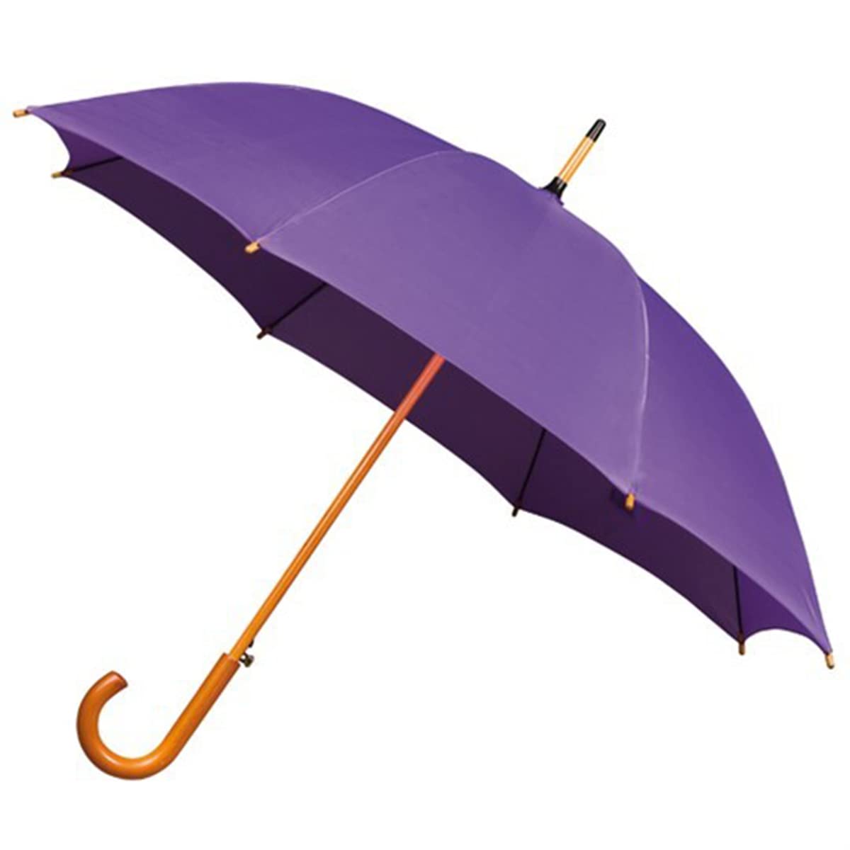 Falconetti Women's Long Umbrella - Automatic Opening - Wooden Handle and Handle - Purple