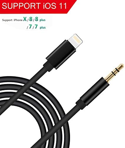 Lightning to Aux Cable,Jiaygan Lightning to 3.5mm Male Cord Audio Adapter for iPhone X/8 8Plus/7 7Plus to Car Stereo or Headphone, Perfect Compatible of iOS 10.3/11 and later(Black)