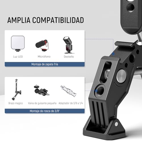NEEWER Super Clamp with Magic Arm, Double Clamp Mount, Cleaning Cloth, Camera Bars, Desk Mount, Light Tripod, Reflector, Cross Bar, Motorcycle, Accessories
