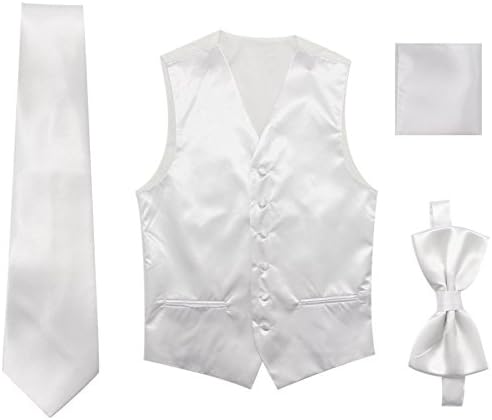 Satin Men Wedding Vest – Set with Neck Tie, Bow Tie & Handkerchief