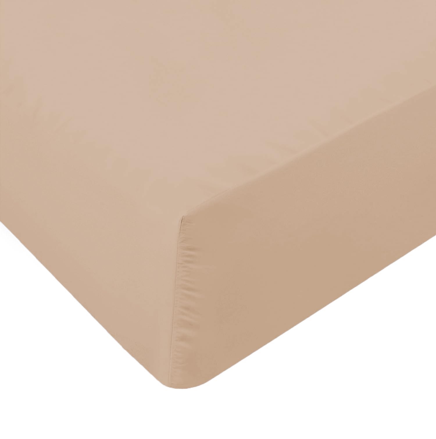 Comfy Nights King Fitted Sheet MicroFibre Plain Dyed Easy Care Soft Brushed Micorfiber Fitted Sheet (Latte/Beige, King) — image 1