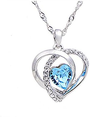 jou Fashion crystal necklace short Diamond Pendant (Light Blue)
