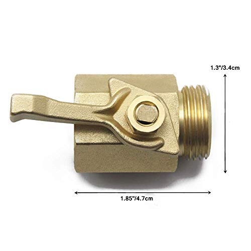 2 Pcs Garden Hose Brass Shut Off Valve, 3/4'' Thread Heavy Duty Water Hose Connector Shutoff Ball Valve Faucet Hose Adapter - Thumbnail 2