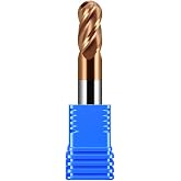 sisona 1/2" Carbide Ball Nose end Mill Bits - 1/2" Shank Dia,3'' Oal - 4 Flutes TISIN Coated - for Alloy Steels, Hardened Steels