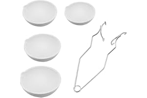 5 Pcs Crucible Kit, 4 Sizes Small Quartz Crucible Bowl and 1pcs Crucible Tongs Crucibles, for Melting Metal Ceramic Tools Gol