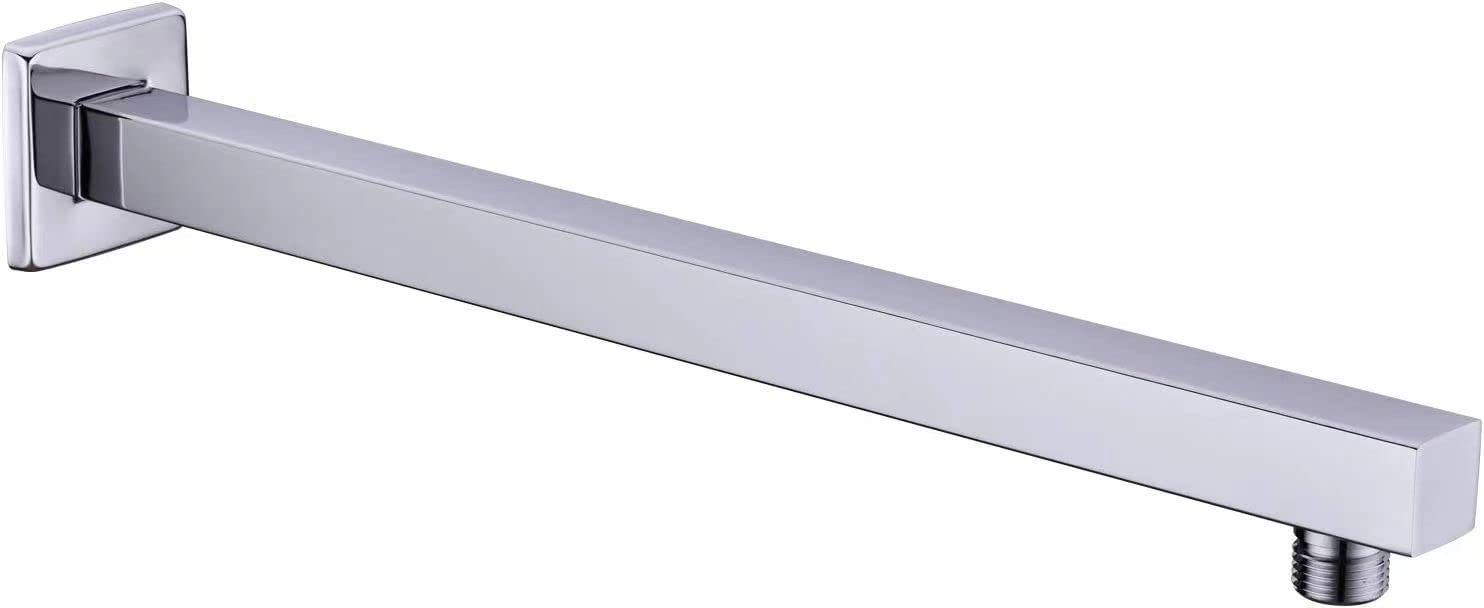 VIGIME 16 Inch Shower Arm, Rain Shower Head Extension Extender with Flange and Teflon Tape, Made of Thicken Stainless Steel for Bathroom Rainfall Showerhead (Chrome Finish)