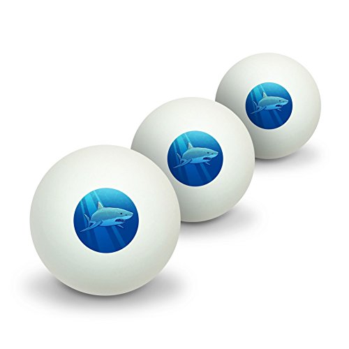 Great White Shark Realistic Novelty Table Tennis Ping Pong Ball 3 Pack