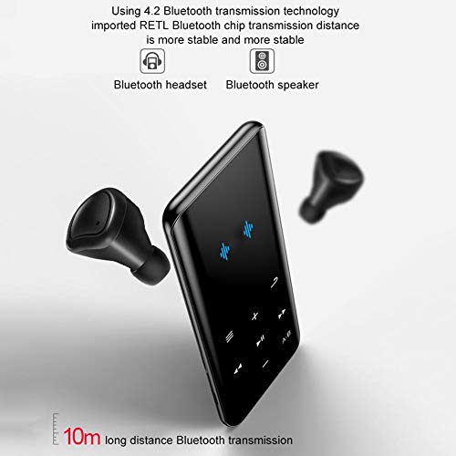 Jannyshop 16G MP4 Player with Bluetooth 4.2 FM Touch Screen HiFi MP3 TF Card Recorder Pen Radio Audio Adapter