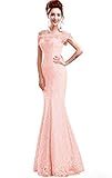 Babyonline Corset Back Off shoulder Trumpet Lace Formal dress,Pink,8
