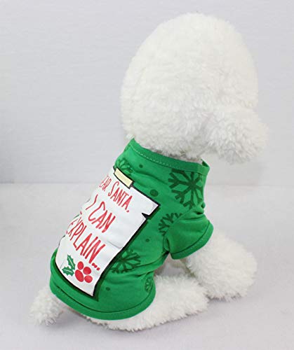 Alroman Dogs Christmas Shirts Red Puppy Santa Claus Costumes Pet Christmas Reindeer Clothes Doggy Green Clothing Winter Snowflakes Apparel Doggie Cold Weather Coats Small Cats Xmas Clothes