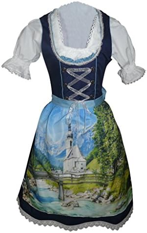 Seruna DirndlVdi09 Dirndl, Many Models of Various Sizes (6-26) and Color, 3-Part Trachtenkleid Set, Dress Blouse and Skirt