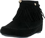 Bella Marie Campus-28 Womens Round Toe Moccasin Ankle High Faux Suede Boots