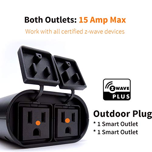 Outdoor Z-Wave Plus On/off Light and Appliance Plug, Two On/off Smart Outlet, Zwave Hub Required, Works with SmartThings… - Image 2