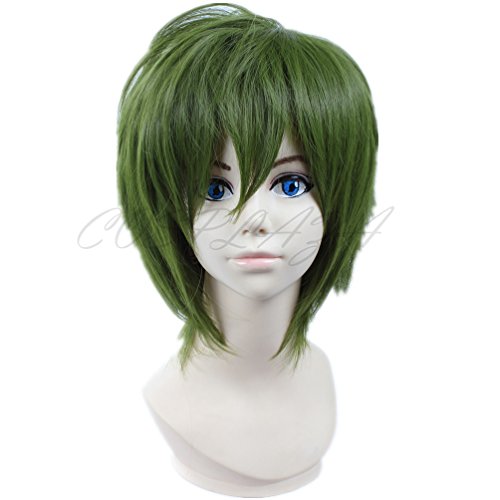 COSPLAZA Cosplay Wigs Short Mixed Green Anime Hair Boy Teens Synthetic Wig