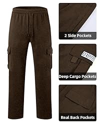 Men's Cargo Sweatpants Casual Fleece Joggers Loose