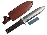 Hori Hori Multi-use Japanese Garden and Camping Knife/Digging Tool-(A Gardeners Dream) Thick Sharp Stainless Steel Blade - Heavy Riveted Leather Sheath - Whetstone Sharpening Stone