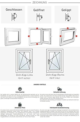 Alle Grössen Festverglasung Kunststoff Fenster - Kellerfenster BxH: 45 x 70 cm weiß fenster- Doppelverglasung Fenster… – Bild 8
